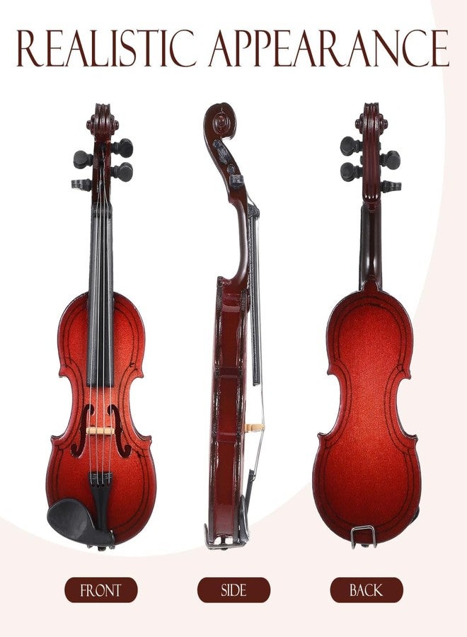 Moncer Wooden Miniature Violin with Stand, Bow and Case Mini Dollhouse Musical Instrument Display for Home Decoration 3.15 x 1.18 x 0.31in - Image 5